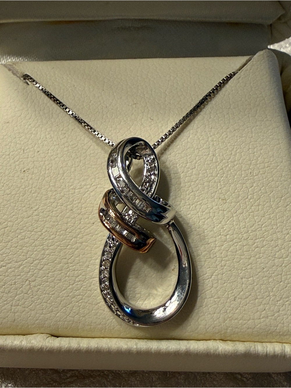 Macy's Silver Infinity Pendant Necklace with Rose Gold Accent